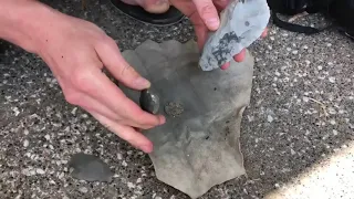 Fire making 'Neandertal style' with a flint hand axe and pyrite
