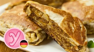 knusprige CURRY HACKPANCAKES aus der Pfanne - Pfannkuchen mit Hackfleisch