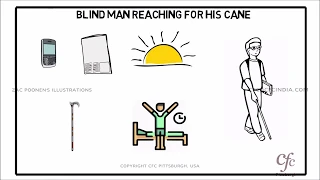 8 - Blind man reaching for his cane - Santosh Poonen's Illustration