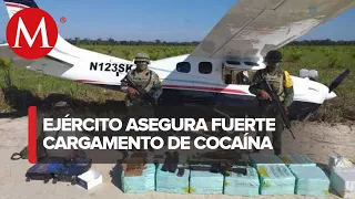 Ejército asegura aeronave con 380 paquetes de presunta droga en Campeche