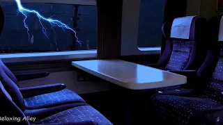 Train Ambience With Rain Thunderstorm Sounds at Night Journey