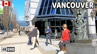 🇨🇦 【4K】☀️🌸  Downtown Vancouver BC, Canada. April 2024. Amazing sunny day.  Relaxing Walk.