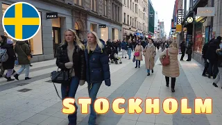 Sweden - Saturday Afternoon in Stockholm: Winter Walk Along the Main Shopping Street! (#648)