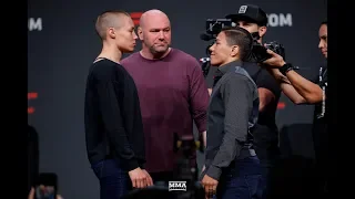 Rose Namajunas vs. Jessica Andrade UFC Press Conference Staredown - MMA Fighting