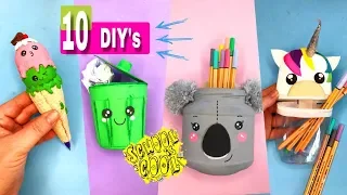 Especial Volta as Aulas - 10 ideias kawaii com material reciclável / diy back to school supplies