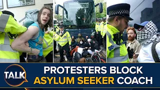 CHAOS As Protestors BLOCK Asylum Seeker Coach Headed For Bibby Stockholm Barge