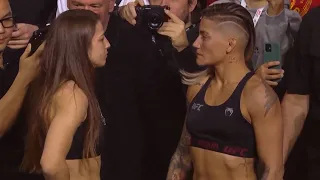 Jasmine Jasudavicius vs. Priscila Cachoeira - Weigh-in Face-Off - (UFC 297: Strickland vs du Plessis