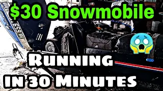 $30 Snowmobile RUNNING in 30 Minutes (Carb Cleaning How-To & More) 1974 Polaris Electra 440