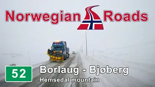 Driving Rv52 Borlaug - Bjøberg | Snowstorm over Hemsedal mountain | Norwegian Roads 4K UHD