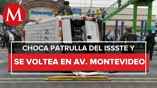 Patrulla se pasa la luz roja y provoca volcadura en la GAM, CdMx