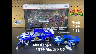 Blue Ranger & Mazda RX-3 By Jada | Mighty Morphin Power Rangers | Pull Back | Hollywood Rides |