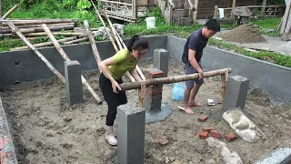 Continue To Build The Pond & Pour Concrete Floor, Vietnamese Couple Building Life, LIVING OFF GRID