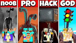 Minecraft Battle: FAMILY ALL SIREN HEAD HOUSE BUILD CHALLENGE NOOB vs PRO vs HACKER vs GOD Animation