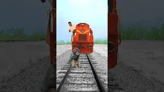 Train vs Baby monkey, elephant, tiger eagle & Dumper - viral vfx #shorts