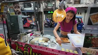 タイ バンコクで1番有名なロティレディー：Puy Roti Lady：エッグ＆バナナ