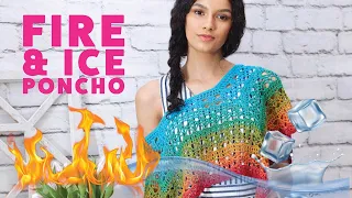 Stunning Fire and Ice Crochet Poncho