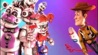 [SFM FNAF] Toy Story 4 Woody Forky Vs Sister Location Animatronics Private Room Animation