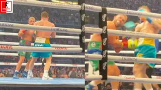 MUST SEE! RINGSIDE VIEW OF CANELO LANDING POWER PUNCHES ON BILLY JOE SAUNDERS