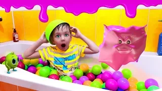 Kids pretend play with slime