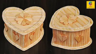 Heart Shaped Jewellery Box made from Popsicle Sticks | Handmade Jewellery Box | Popsicle Craft Idea