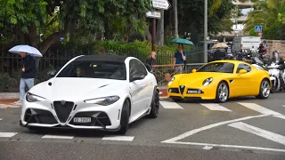 Supercars in Monaco 2023 + Best Duo of Alfa GTA M & 8C Competizione!!