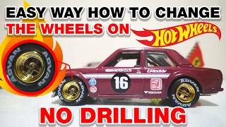 Easy way how to change the wheels on hot wheels car- no drilling