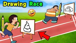 Nobita Vs Gian 😱 || Drawing Race 😂 || Funny Game