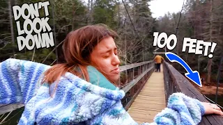 JAYLA FACES HER FEAR ON A TERRIFYING SWINGING BRIDGE!!