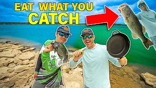 EAT only WHAT YOU CATCH 24 Hour CAMPING CHALLENGE! ( Part 2 )