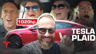 Tesla PLAID | My new 1020hp daily car! Funny acceleration REACTIONS! (English Subtitles)