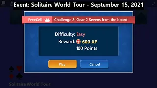 Solitaire World Tour Game #8 | September 15, 2021 Event | FreeCell Easy