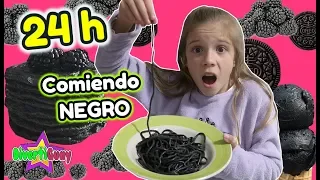 24 HORAS COMIENDO NEGRO! PASO UN DÍA ENTERO COMIENDO POR COLORES OS ENSEÑO EL REGALO DE MI NOVIO