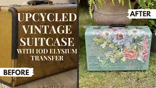 Upcycled Thrifted Vintage Suitcase with IOD Elysium Transfer