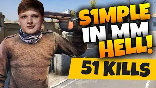 CS:GO - S1MPLE IN MM HELL! 51 KILLS!