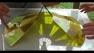 Lampshade 3D assembly with "string haul" method. Stained glass.