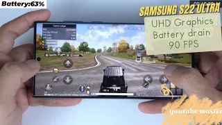S22 ULTRA BGMI Test With All Graphics settings, Battery Drain, 90FPS | SD 8 gen 1😍