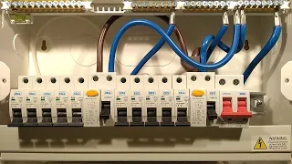 A look inside a British home electrical panel.