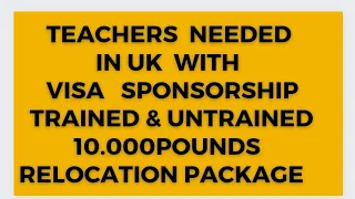 Teachers Needed In UK. Trained & untrained. Visa Sponsorship Available Apply Now.