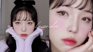 if you're a cool-tone you need to try this makeup! spring lavender korean aegyosal makeup 💜💐