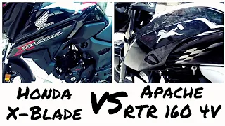 X-Blade vs Apache RTR 160 4V comparison in hindi|| most detailing review|| The Joy of Riding