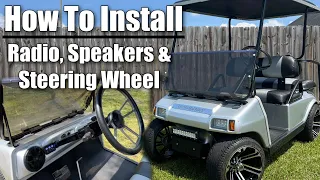 How to Install Golf Cart Stereo Dash & Steering Wheel | Club Car DS Golf Cart Car Stereo & Speakers