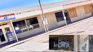 DESERT CENTER LAKE TAMARISK CHER & RHIANNA WERE HERE! GHOST DOWN POST OFFICE NEAR BOARDED BUSINESSES