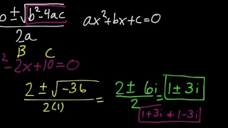 Quadratic formula with imaginary numbers