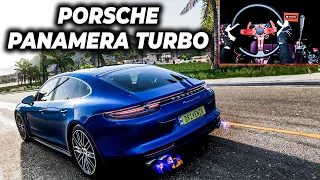 Forza Horizon 5 - PORSCHE PANAMERA TURBO (Graphics, sound, speed) Steering Wheel Gameplay 4K