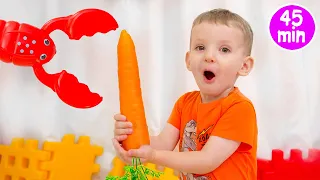 cinq enfants jouent et chantent la Chanson de quelque chose de délicieux couleurs