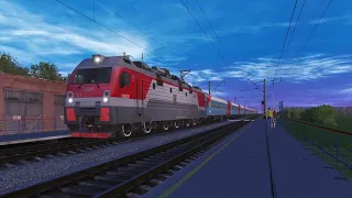 (Монгол!) ЭП1м-701 с пассажирским поездом УБТЗ проследует через платформу 6км.