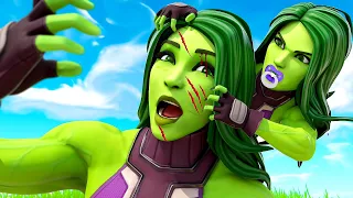 MOTHER VS DAUGHTER - BABY SHE-HULK ATTACKS MOM.... ( Fortnite Short )