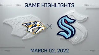 NHL Highlights | Predators vs. Kraken - Mar. 2, 2022