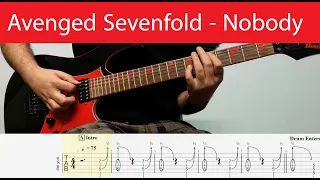 Avenged Sevenfold - Nobody Guitar Cover With Tabs + Chorus Lead Line Slow(Drop D)