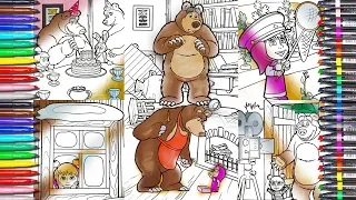 Masha and the Bear Coloring(Маша и Медведь раскраска): How to Animation colouring & Drawing for KIDS